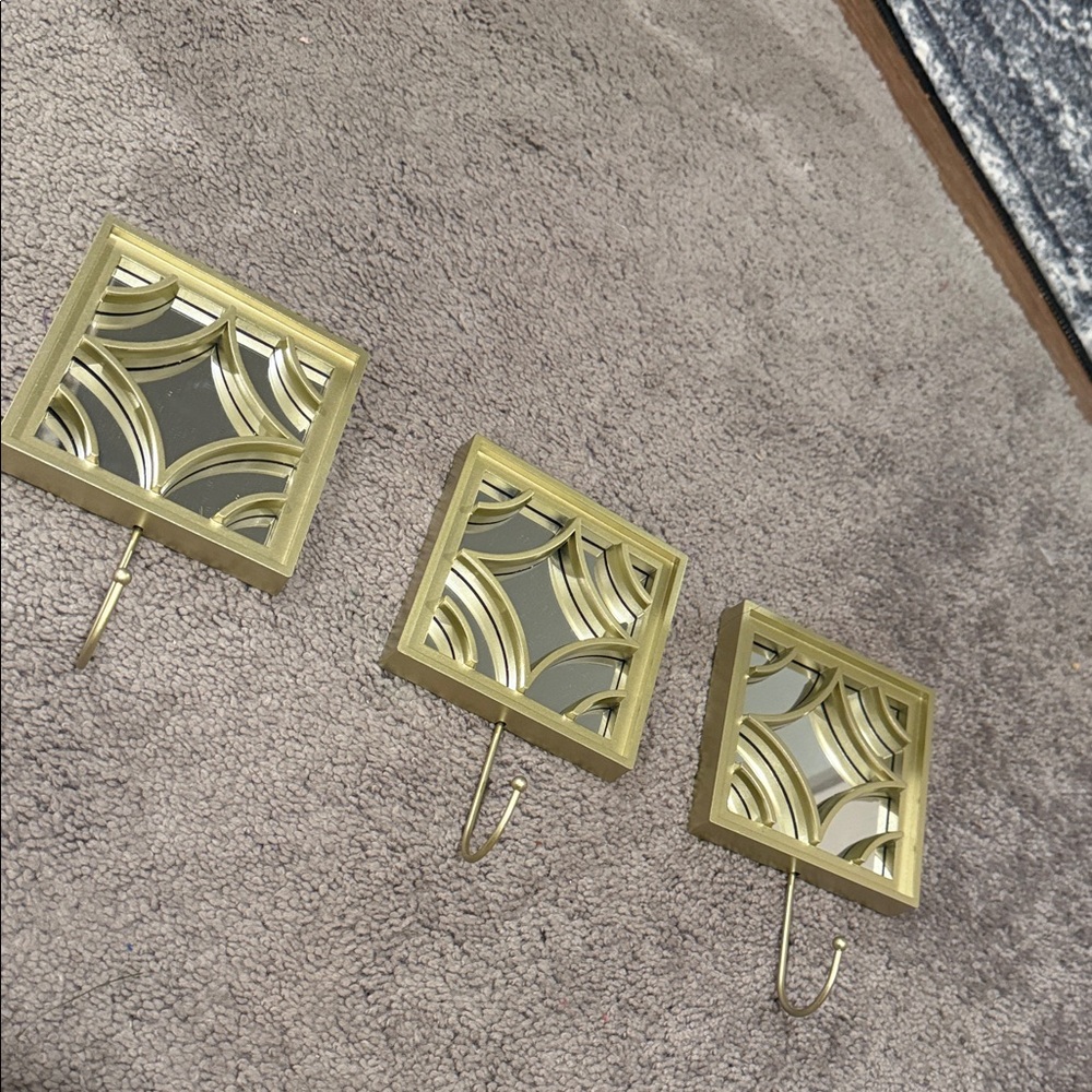 Gold Wall Hooks with Mirror Accents